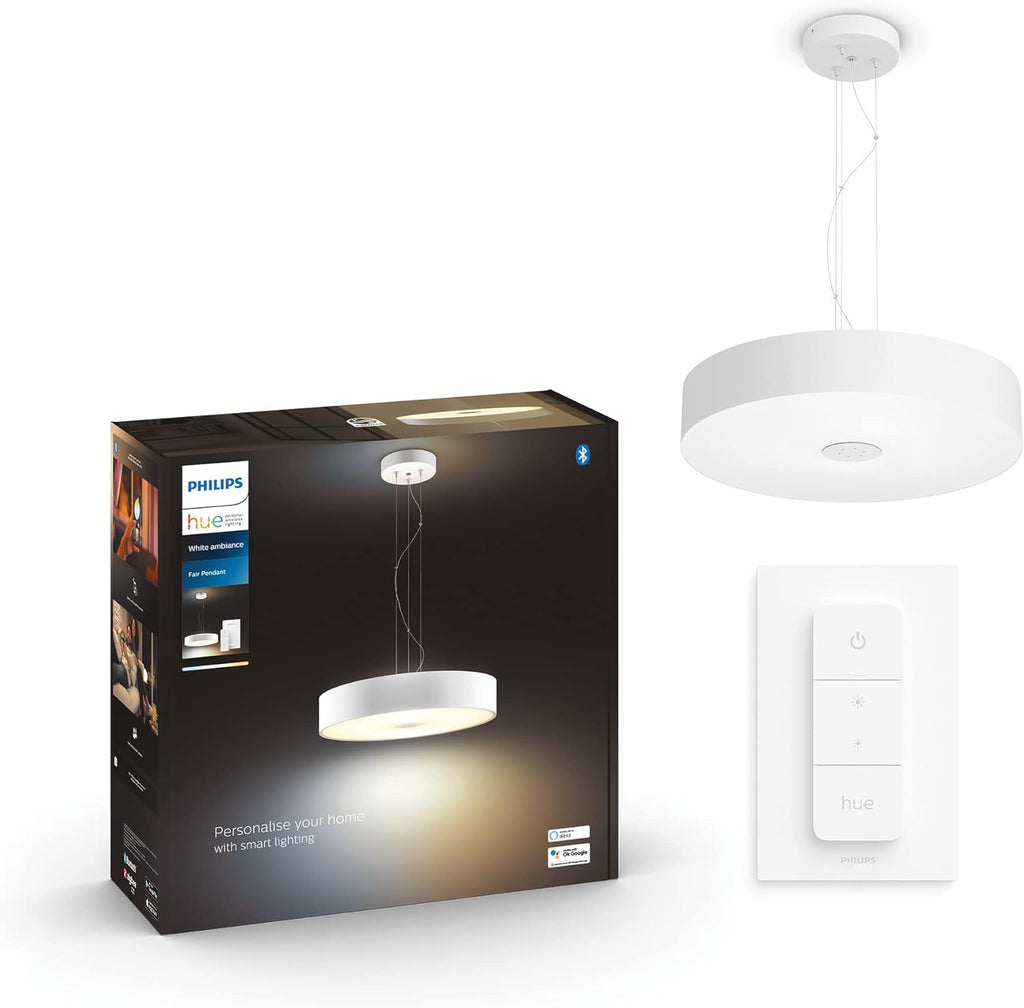 Hue White Ambiance FAIR Suspension 39W - Blanc télécommande incluse , compatible Bluetooth, fonctionne avec Alexa, Google Assistant et Homekit