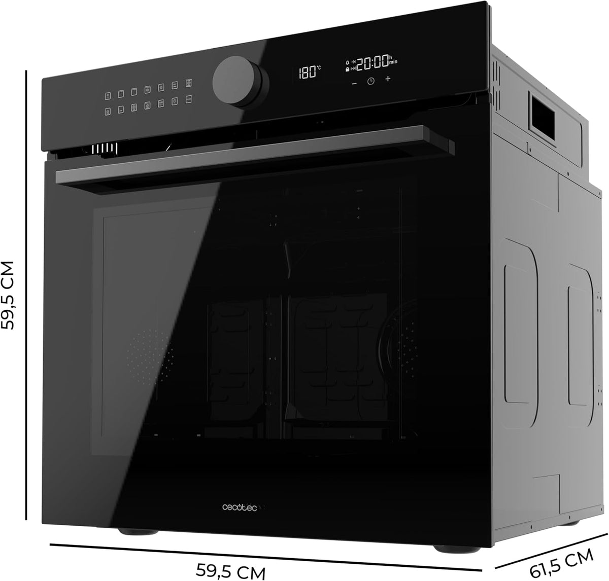 Cecotec Four encastrable pyrolyse Bolero Hexa P516000 Glass Black A.Four multifonctions Capacité de 73 L, 14 fonctions, classe A, 3250 W