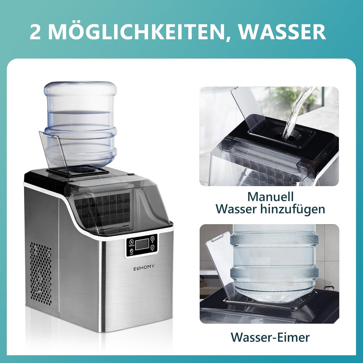 EUHOMY Machine à glaçons en acier inoxydable