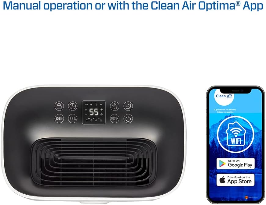 Clean Air Optima CA-705 Smart - 2en1: Déshumificateur & purificateur d’air - Idéal pour 50m² / 125m³ - Performance jusqu’à 16 litres/jour