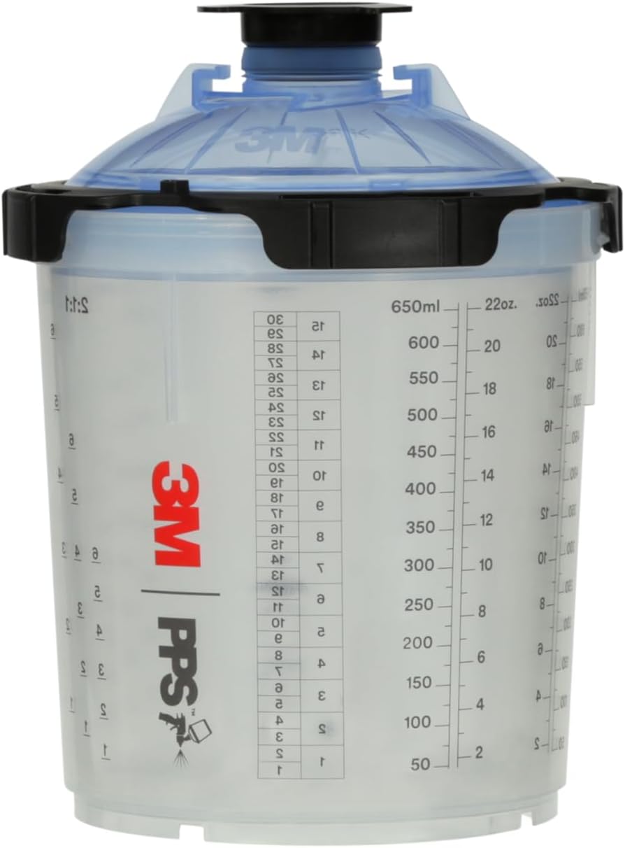 3M PPS 2.0 Pistolet pulvérisateur, kit de couvercles et doublures, 26301, Standard, Filtre de 125 microns, Utilisation pour Voitures, Meubles, Maison et Plus Encore, 1 Pot de Peinture, 50 couvercles