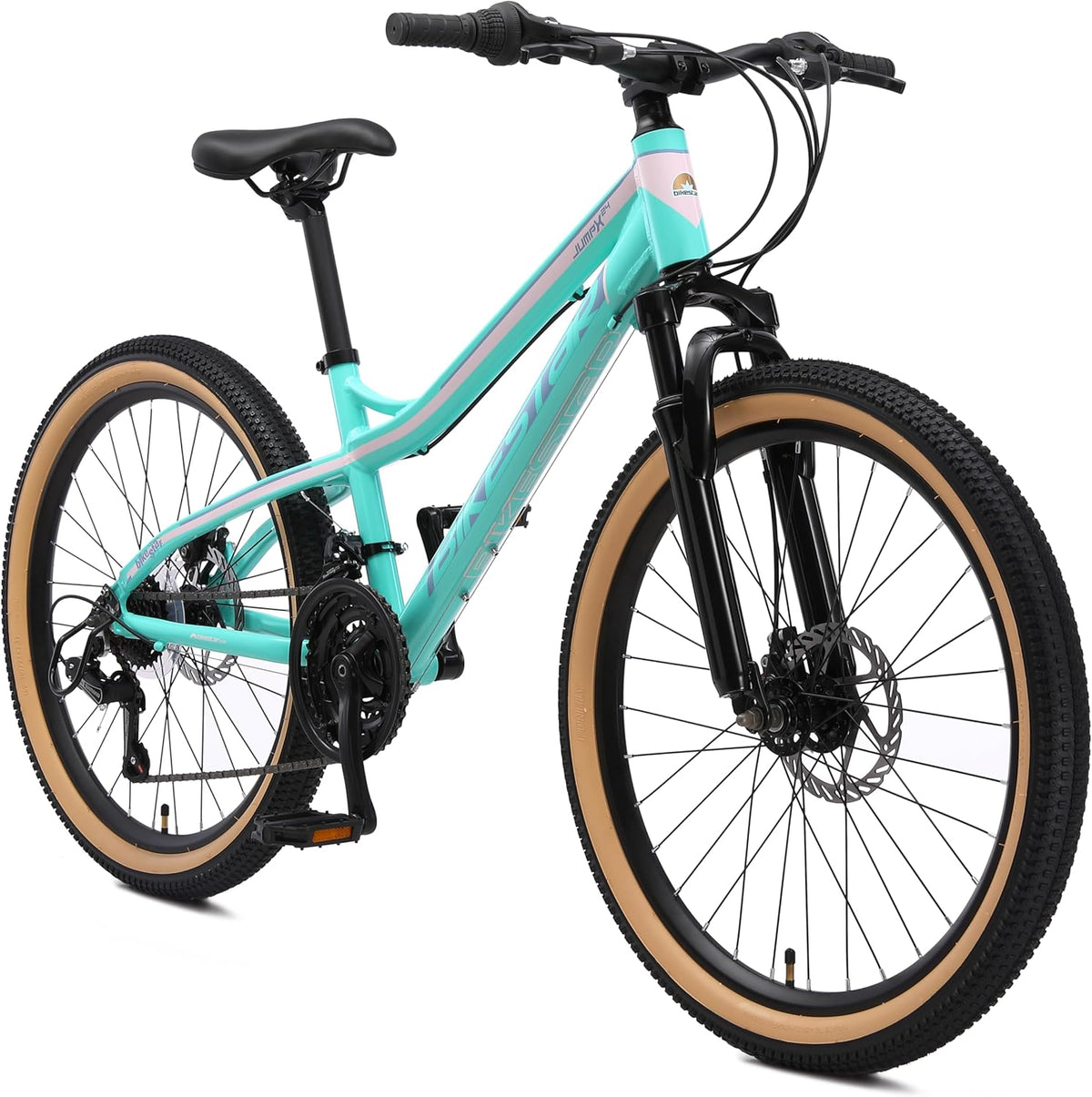 BIKESTAR VTT Vélo Tout Terrain pour Enfants de 10-13 Ans | Bicyclette 24 Pouces 21 Vitesses Shimano, Hardtail, Freins Disc, Suspension