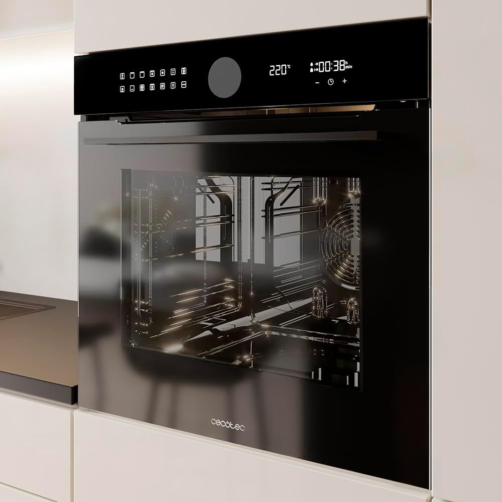 Cecotec Four encastrable pyrolyse Bolero Hexa P516000 Glass Black A.Four multifonctions Capacité de 73 L, 14 fonctions, classe A, 3250 W