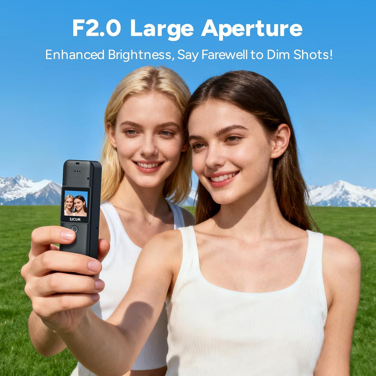 SJCAM C300 Caméra d'action de poche 4K, 7 heures d'autonomie, double écran tactile, noir