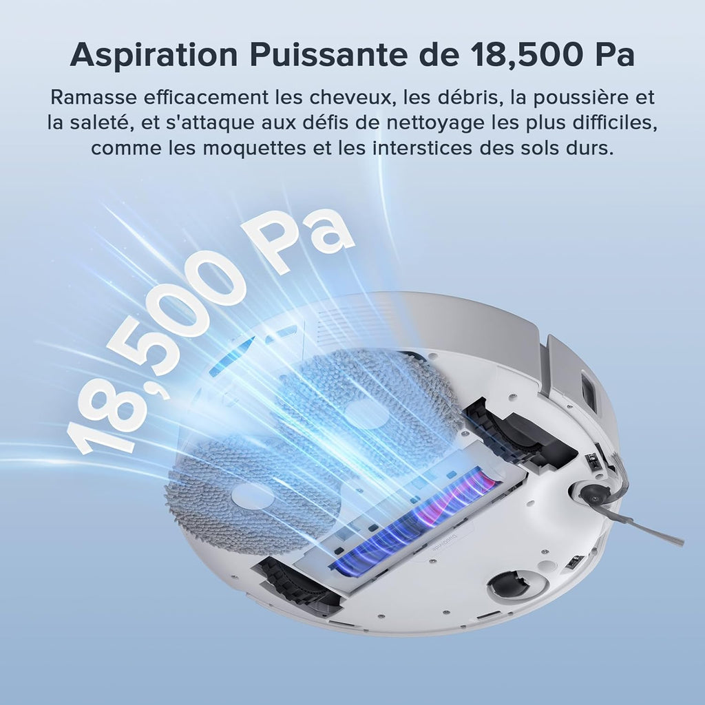 roborock Qrevo Curv S5X Robot Aspirateur Laveur, 18 500 Pa, Anti-enchevêtrement, Brosse et Serpillière Extensibles, 75℃ Lavage de Serpillière à l'eau Chaude, Station Multifonctionnelle 3.0, APP