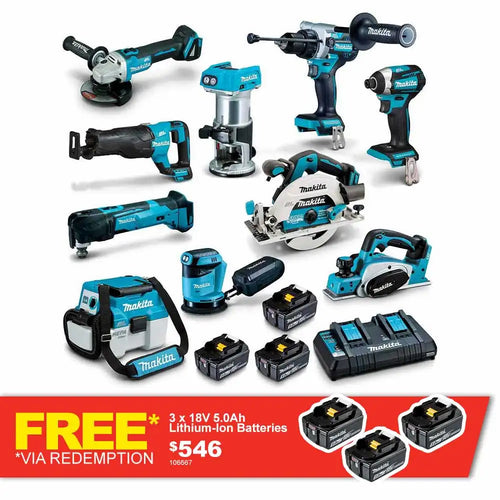 18V BRUSHLESS 10 PIECE 3 X 5.0AH COMBO KIT DLX1030PT