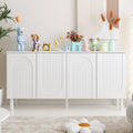 PREMTURE Buffet blanc - Armoire de rangement à 4 portes - Design élégant avec bouton pression - Pieds en bois massif - 160 x 80 x 40 cm