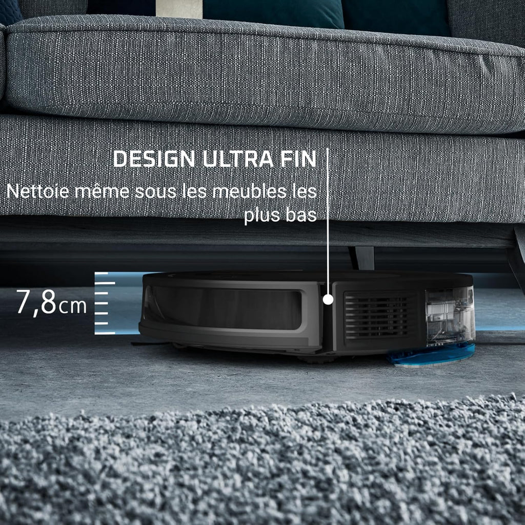 Rowenta X-Plorer Serie 65, Robot aspirateur Laveur, Technologie Laser, Nettoyage méthodique, Design Ultra Fin RR8L65WH, Noir