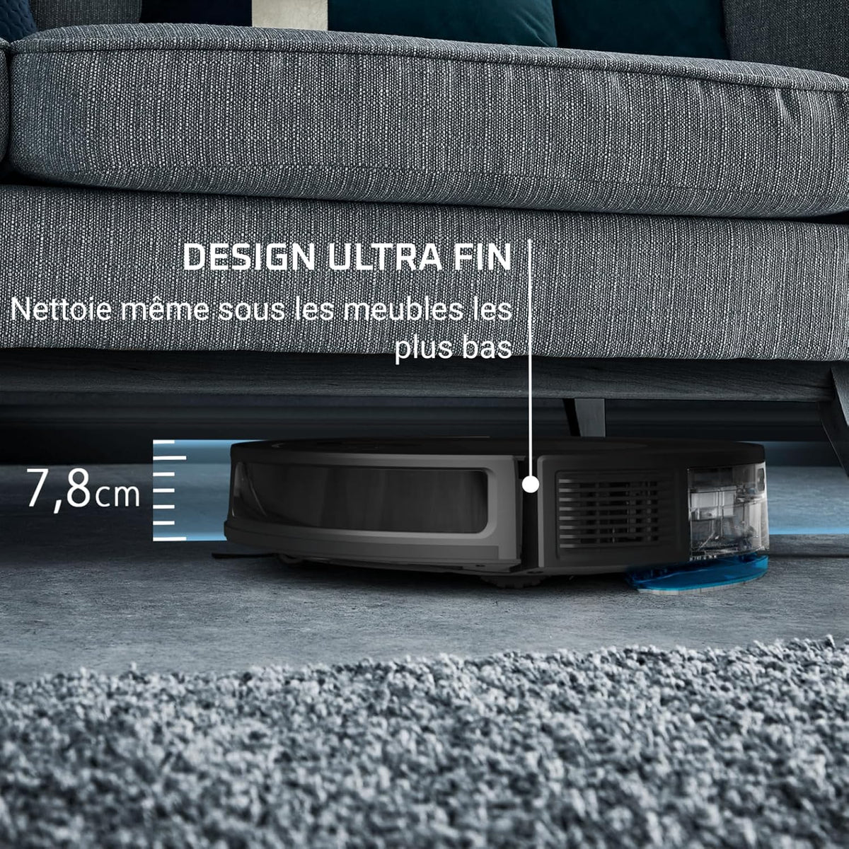 Rowenta X-Plorer Serie 65, Robot aspirateur Laveur, Technologie Laser, Nettoyage méthodique, Design Ultra Fin RR8L65WH, Noir