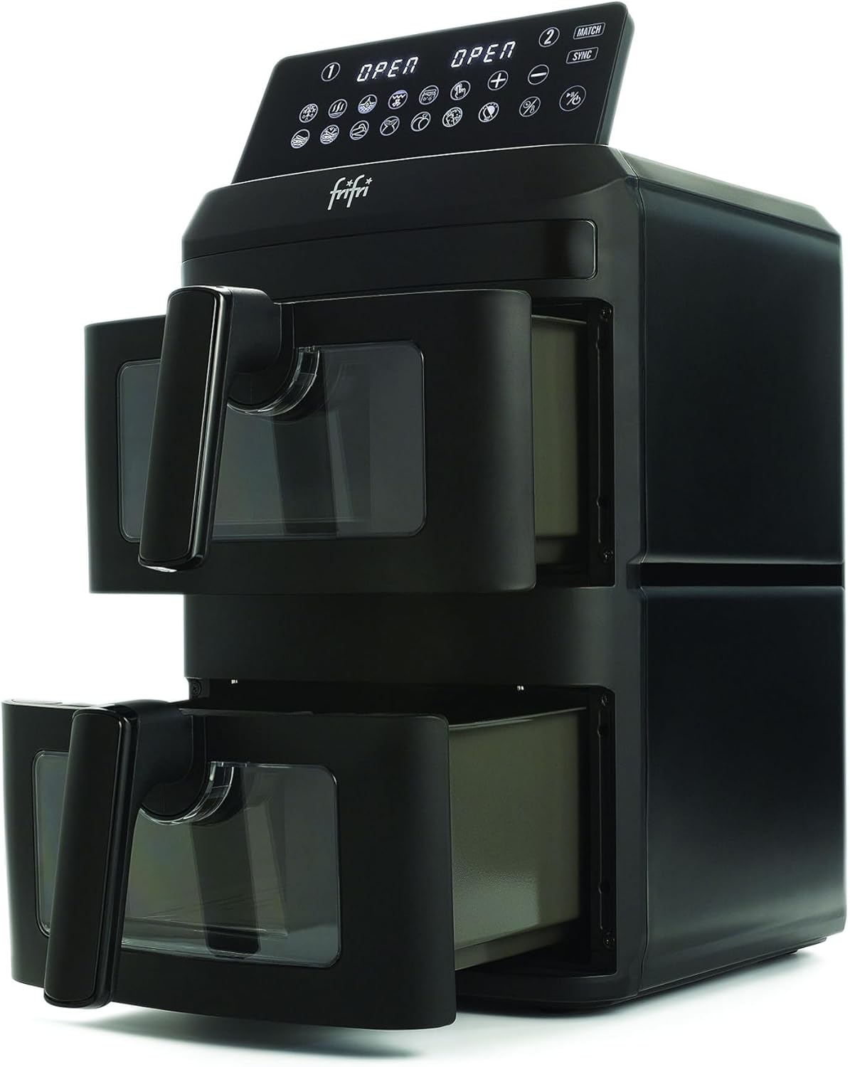 frifri Airfryer Duo Slim 13L - technologie Cyclonique Airflow, 12 programmes automatiques, matériaux haut de gamme - Noir