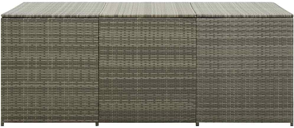 vidaXL Boîte de Rangement de Jardin Coffre de Rangement d'Extérieur Banc de Rangement Stockage Arrière-Cour Résine Tressée 180x90x70 cm Gris