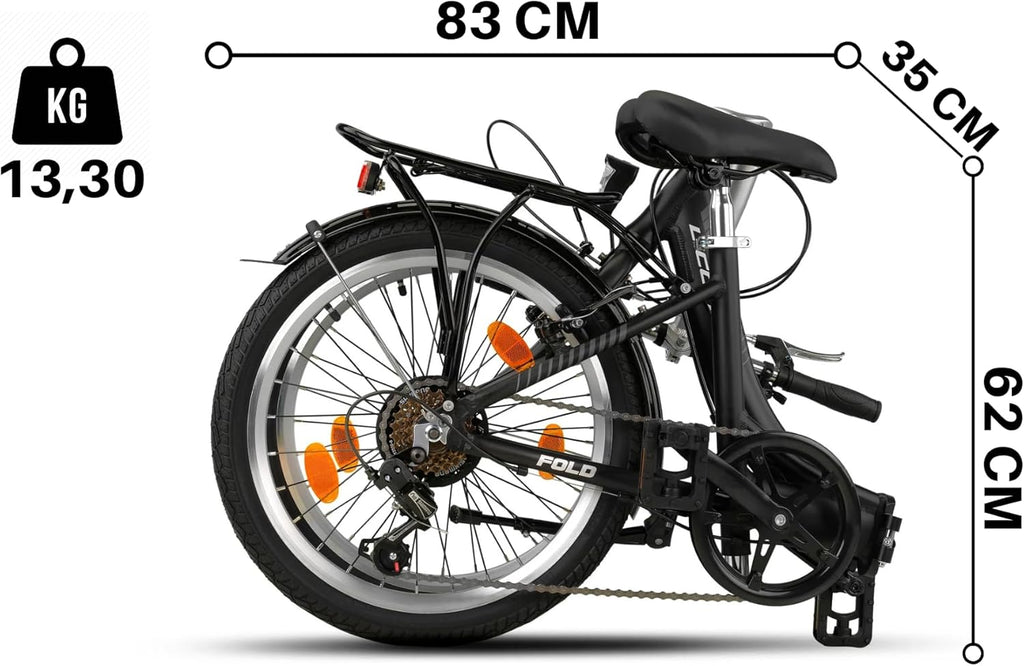 Licorne Bike Fold Premium Vélo pliant en aluminium 6 vitesses Dérailleur Shmano Système Quick-Fold