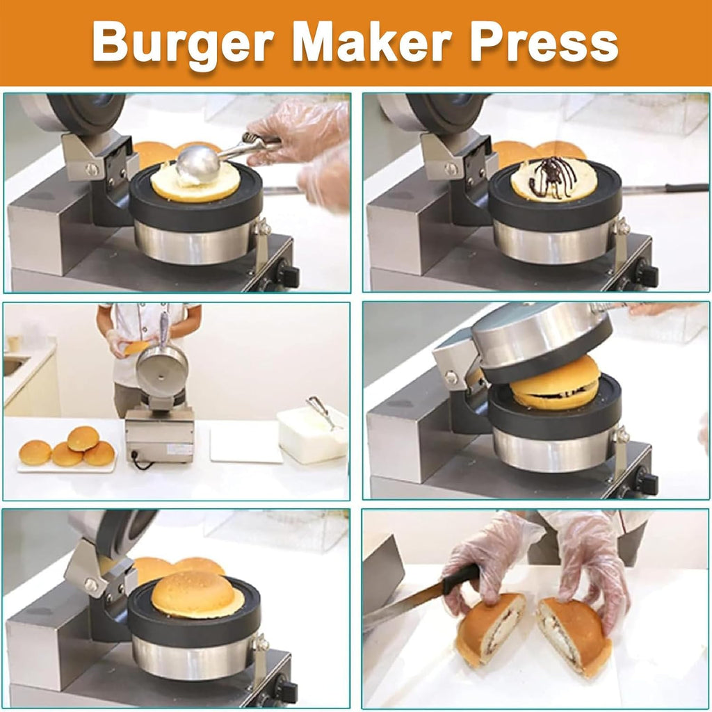 Machine à hamburger, gaufrier à glace, presse à gaufres for hamburgers commerciaux, moule à hamburger électrique domestique 1200 W antiadhésif