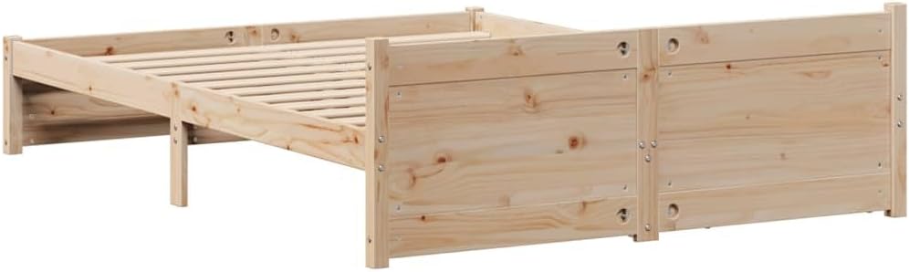 vidaXL Cadre de lit avec tiroirs 140x190 cm Bois de pin Massif, sommier, Cadre de lit Double, Cadre de lit en Bois Massif, Meuble de Chambre à Coucher