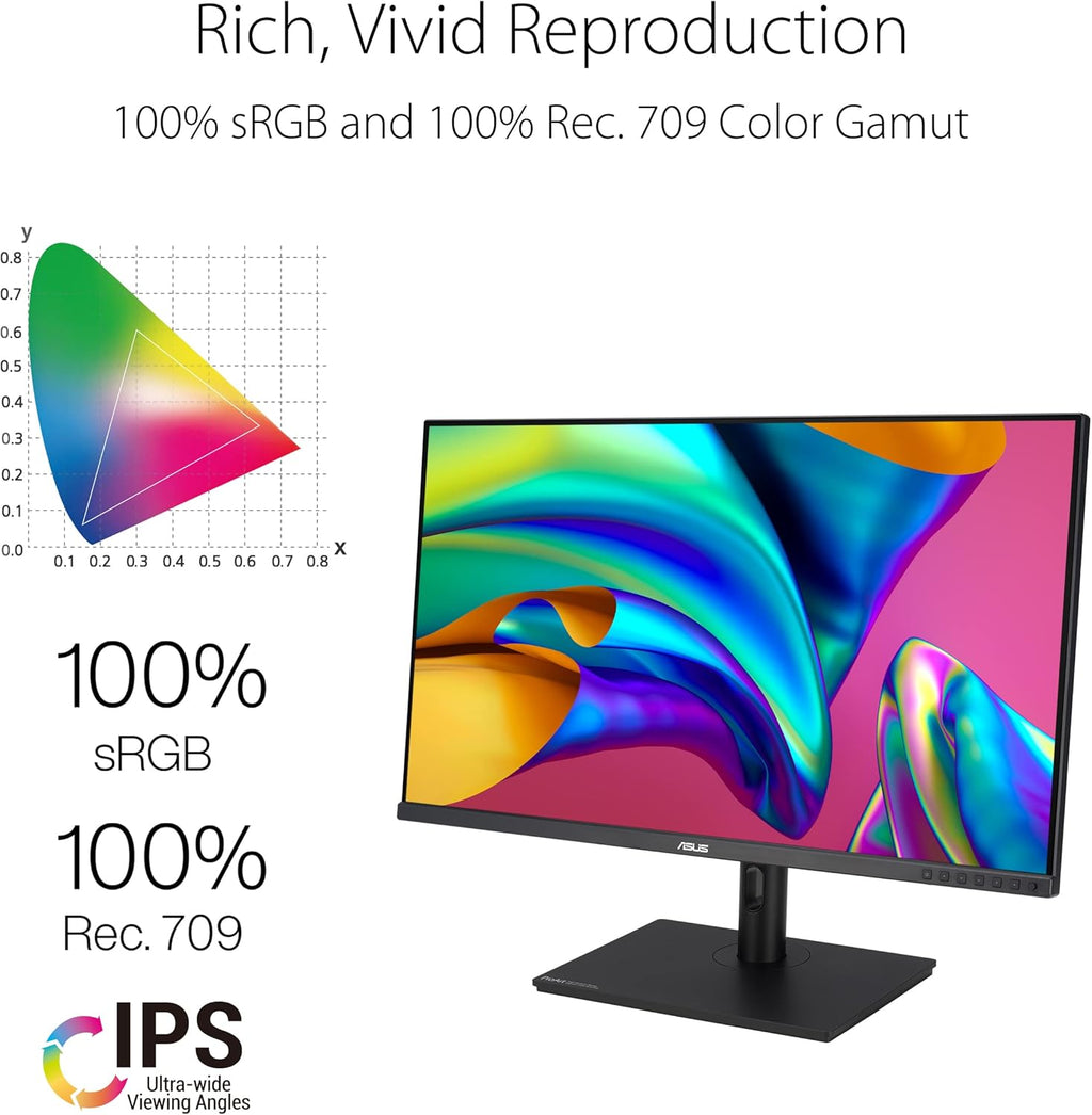ProArt PA328QV - Ecran PC 32'' WQHD - Dalle IPS - 2560x1440-400cd/m² - Display Port, 2X HDMI, 4X USB 3.2-100% sRGB - 100% Rec.709 - Précision △E