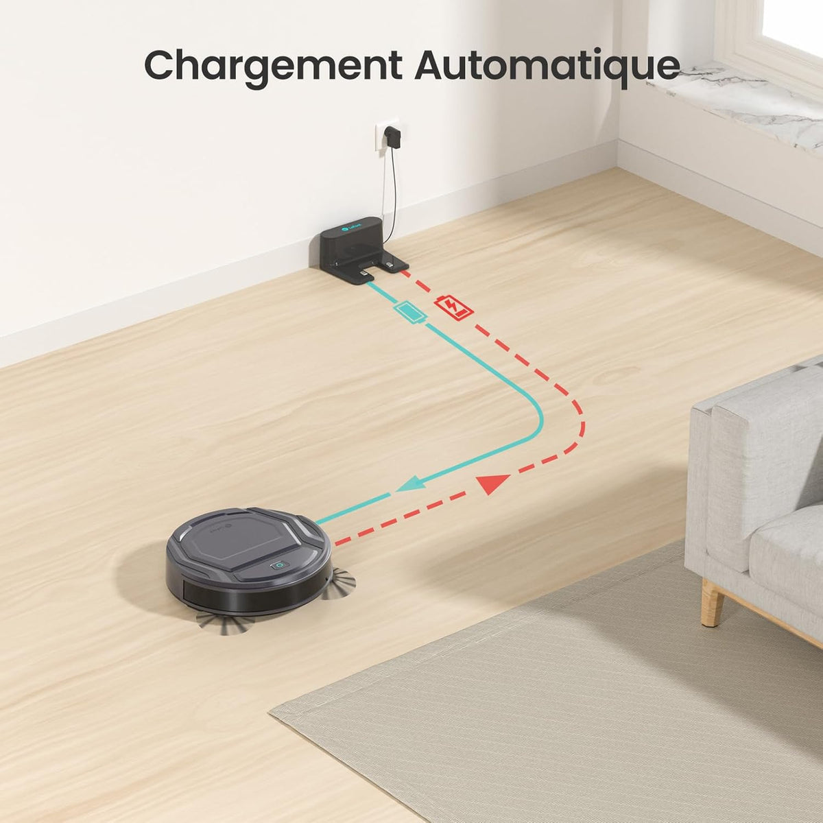 Lefant Aspirateur Robot, Mince Silencieux Connecté WiFi-Bluetooth-Alexa-App, 6 Modes de Nettoyage, Auto-Charge, 120min d'Autonomie, Idéal pour Poils d'animaux Sols Tapis, M210P Girs