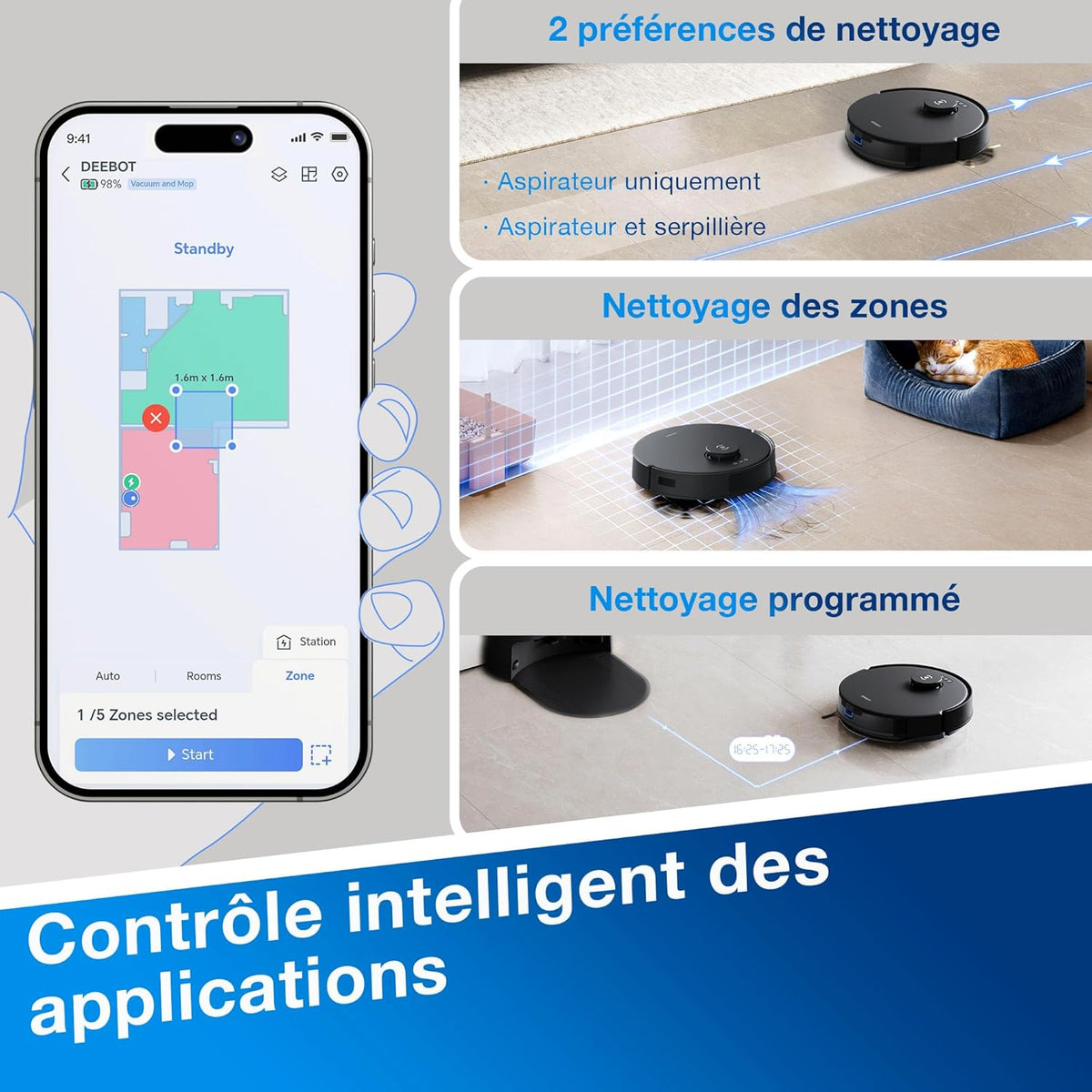 ECOVACS Aspirateur Robot DEEBOT N20 Pro Plus, Robot Aspirateur Laveur 8000Pa avec vidange Automatique poussière, Nettoyage Autonome de 45 Jours, Batterie 300 Min, Nettoyage Vibrant, Tapis, Noir