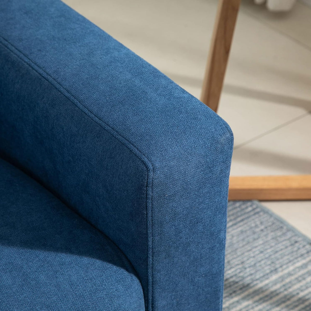HOMCOM Canapé 2 Places Design scandinave dim. 145L x 76l x 88H cm Pieds Bois Massif Tissu Bleu