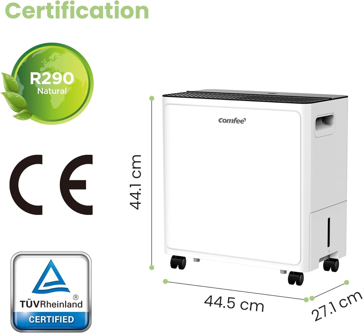 Déshumidificateur Puissant, Absorbe jusqu'à 30L/Jour, Sèche-linge, Mode confort, Réservoir 3L, Minuterie 24H, Idéal pour grandes pièces de 58-73㎡, Garage, Sous-sol