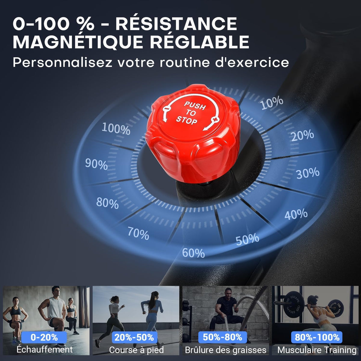 Vélo d'Appartement, DMASUN Vélo d'Exercice Magnétique Silencieux avec Écran LCD, Résistance Réglable de 0 à 100 pour cent, Volant d'inertie Solide, Siège Moelleux et Confortable, Capacité de Charge 160 kg