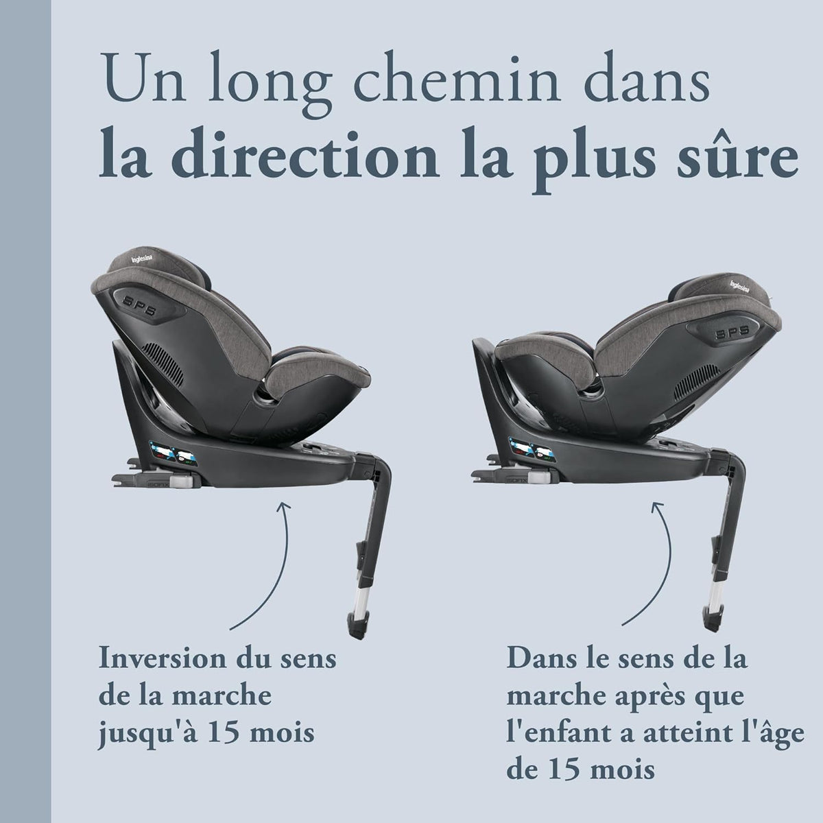 Inglesina Halley, Siège Auto Rotatif 360°, De 0 à 7 Ans Environ, de 40cm à 125 cm, Gris