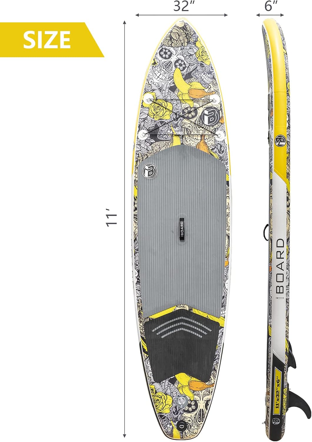 iBOARD Planche à pagaie gonflable Planche de paddle 28,9 x 81,3 x 15,2 cm d'épaisseur Tous les accessoires à l'intérieur
