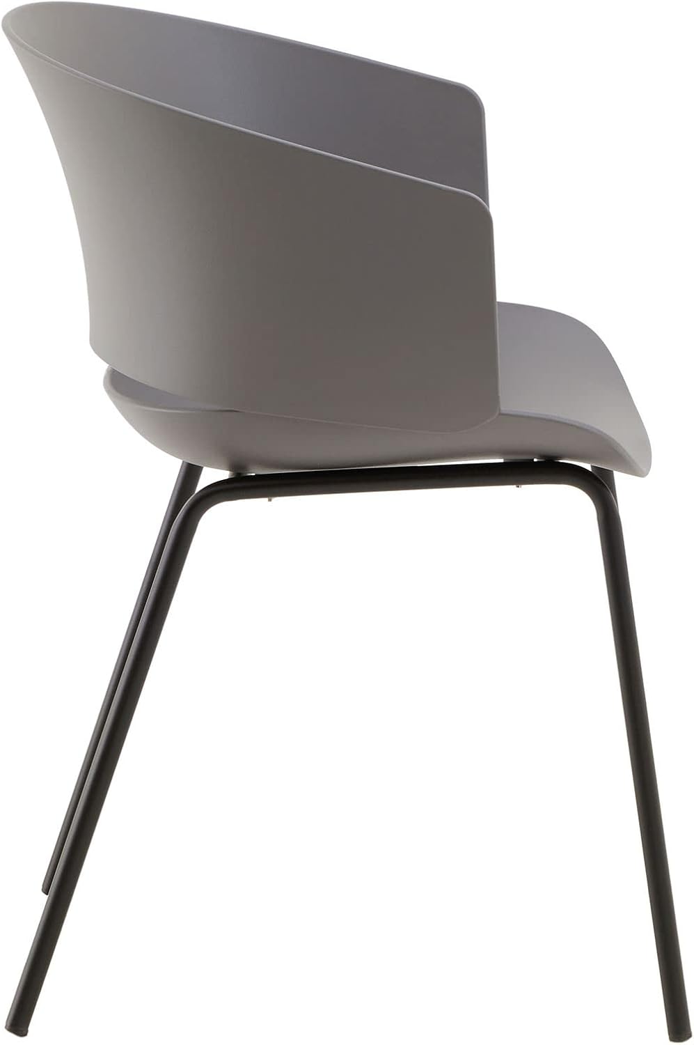 IDIMEX Lot de 4 chaises de Jardin NIVEL Fauteuil d'extérieur en Plastique Gris résistant aux UV et Pieds en métal Noir
