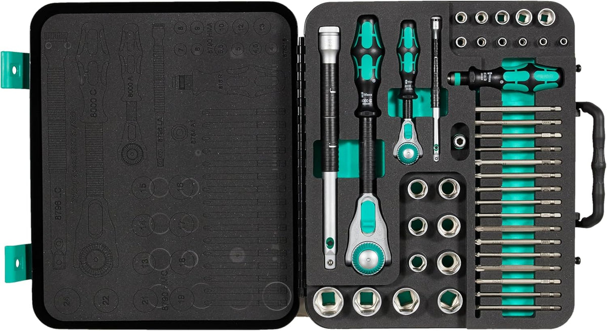 Wera Jeu de cliquet, Vert, 1/4, 1/2 Pouce métrique, 43-tlg