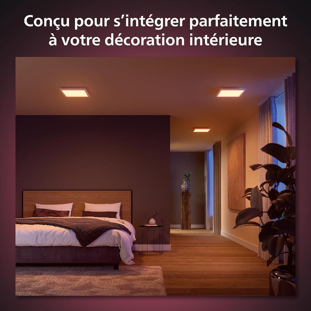 Hue White and Color Ambiance, plafonnier LED connecté Surimu 30x30, compatible Bluetooth, 27W, fonctionne avec Alexa, Google Assistant et Homekit