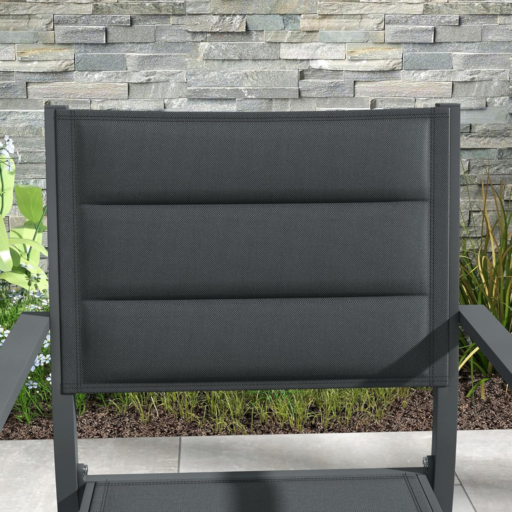 Outsunny Ensemble de 4 chaises de Jardin empilables en Aluminium et textilène avec accoudoirs, Lot de 4 pièces pour extérieur, Gris
