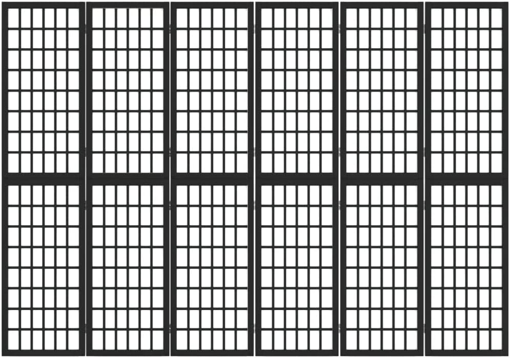 Ecran d'Intimité Paravent Séparateur de Pièces Cloison de Séparation pour Chambre à Coucher Maison Intérieur, 6 Panneaux 240x170 cm Noir