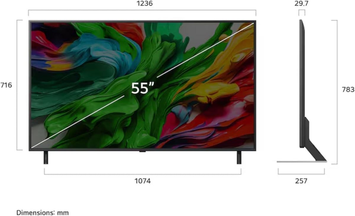 LG TV QNED Evo AI 2025 | 55QNED85A | 55'' (139 cm) | MiniLED 120Hz | Processeur α8 AI 4K Gen2 |Dolby Vision | Alexa