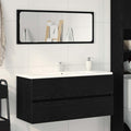 BOWEKAM Meubles, ensembles de meubles, ensembles de meubles de salle de bain, évier en chêne noir, 100 x 38,5 x 45 cm, bois d'ingénierie