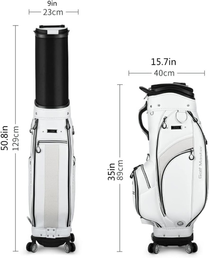 Sac deProfessionnel en Plein air avec 4 Roues, Sac Chariot Cuir Haut Gamme, Support Portable for Hommes et Femmes White