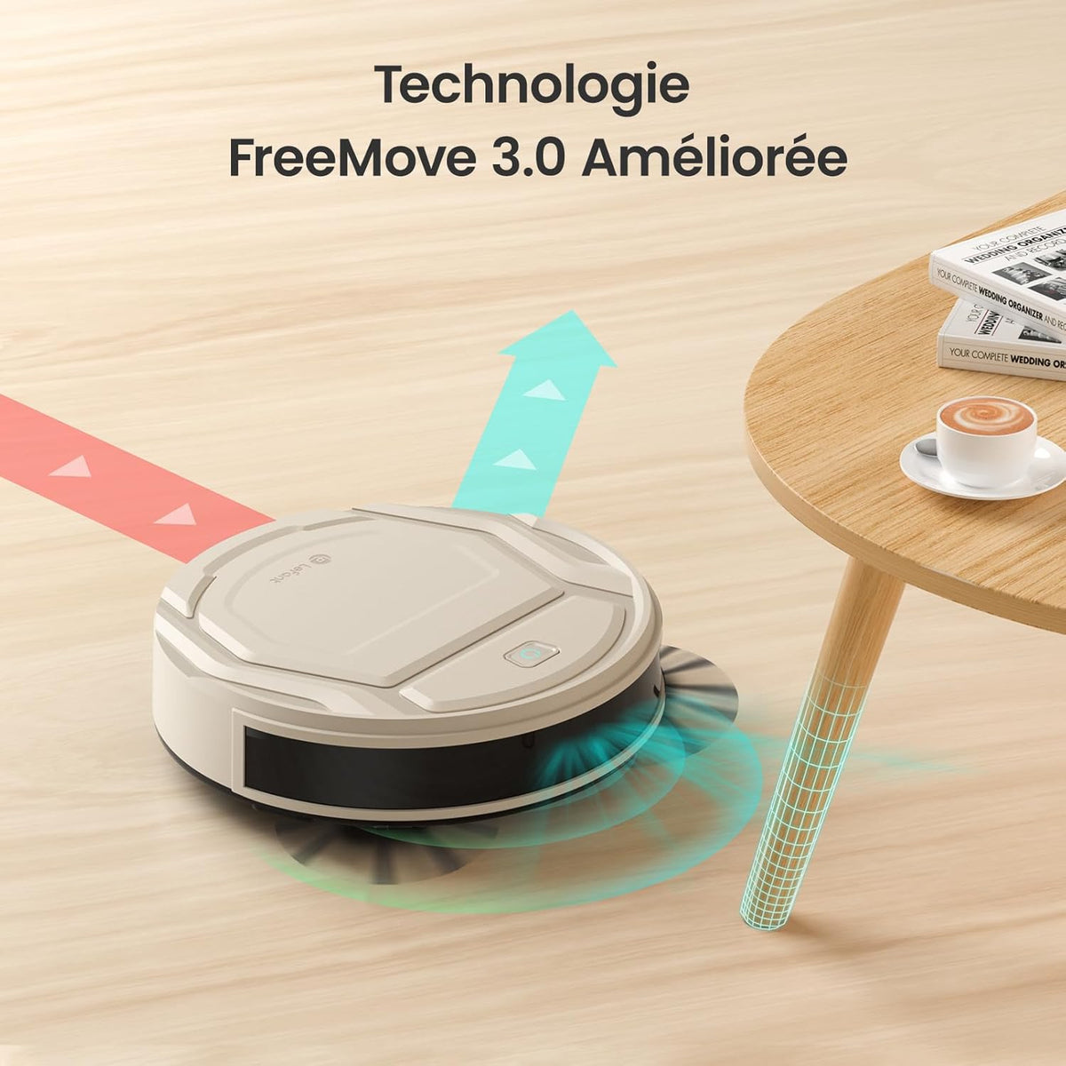Lefant Aspirateur Robot Mince 2200Pa, Silencieux 55dB, Connecté avec WiFi/Bluetooth/Alexa/App, 120min d'Autonomie, Auto-Charge, Idéal pour Poils d'animaux Sols Durs, M210P Champagne
