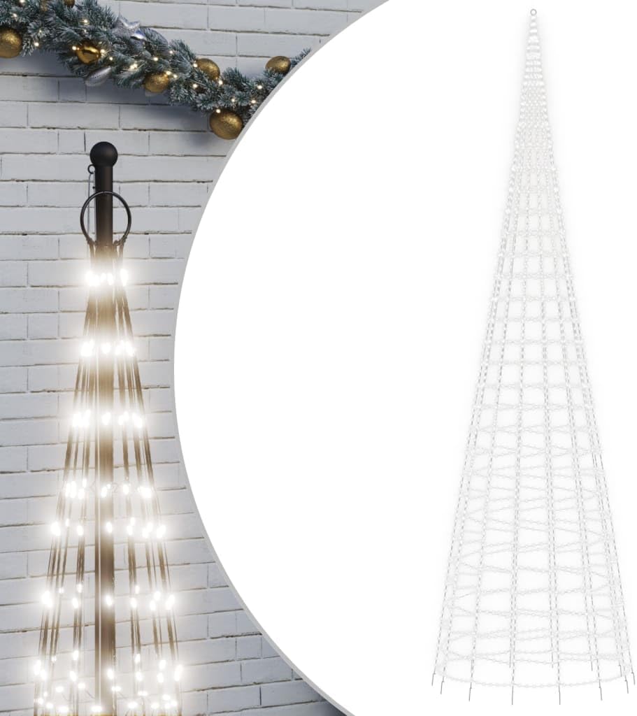 Festnight Arbre de Noël Cône Lumineuse avec Etoile Sapin de Noël Guirlande Lumineux Intérieur Extérieur Lumière de Noël extérieure Décoration de Noël-Blanc froid-800 cm