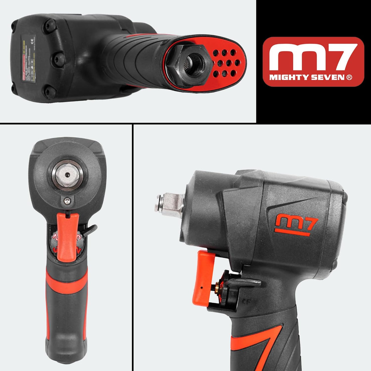 M7 Clé à chocs pneumatique compacte de 1,27 cm avec double marteau NC-4232Q Outil industriel, moto et automobile, visseuse à percussion avec poignée pistolet, clé dynamométrique pneumatique avec