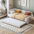 JYCRA Lit gigogne 90/180x200 cm,canapé lit 90x200 cm,Extensible,avec sommier à Lattes en Bois,Dossier Confortable avec Finition en Losange,Tissu en Velours Beige