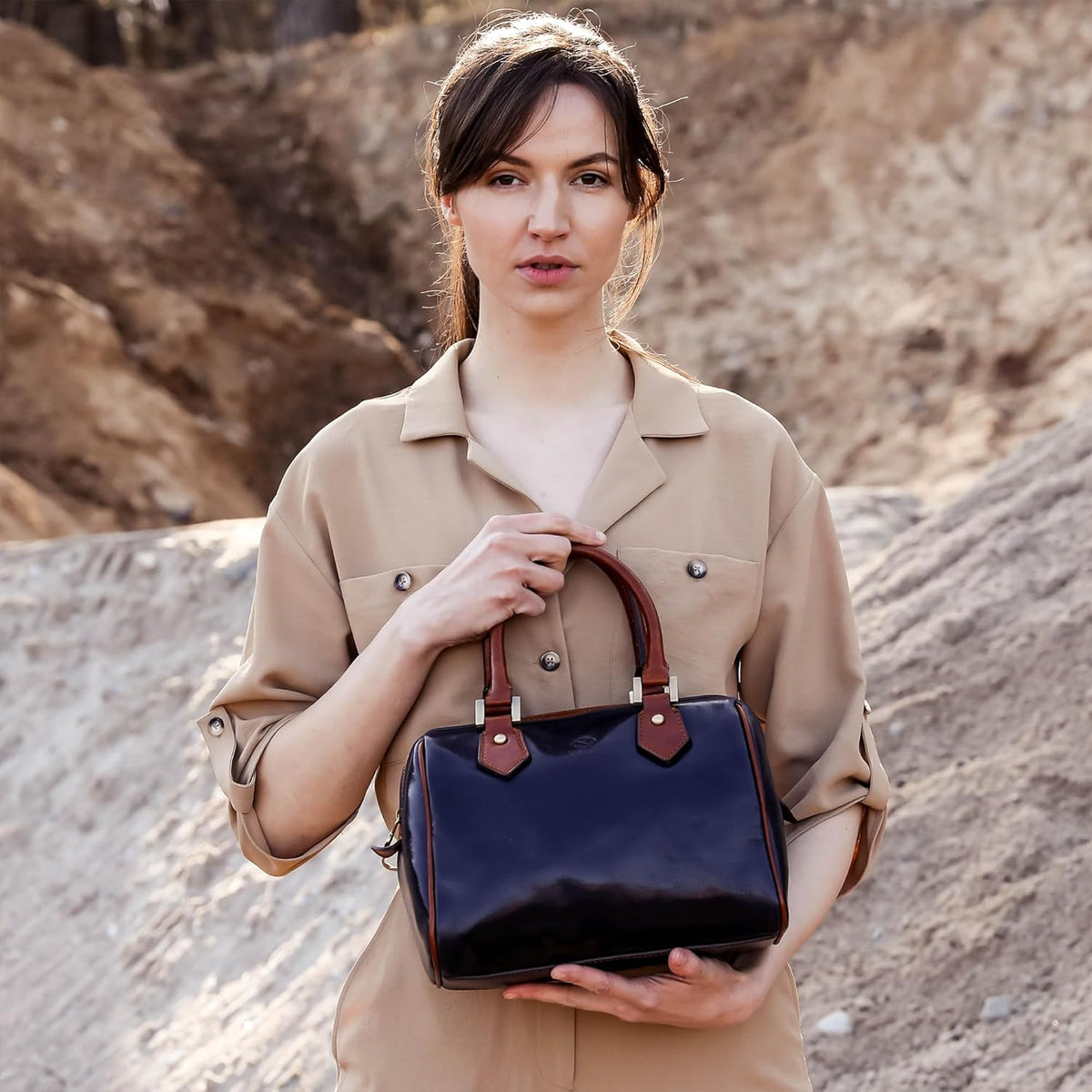 Time Resistance Tote bag en cuir pour femme - Sac à main moderne - Sacoche en cuir femme
