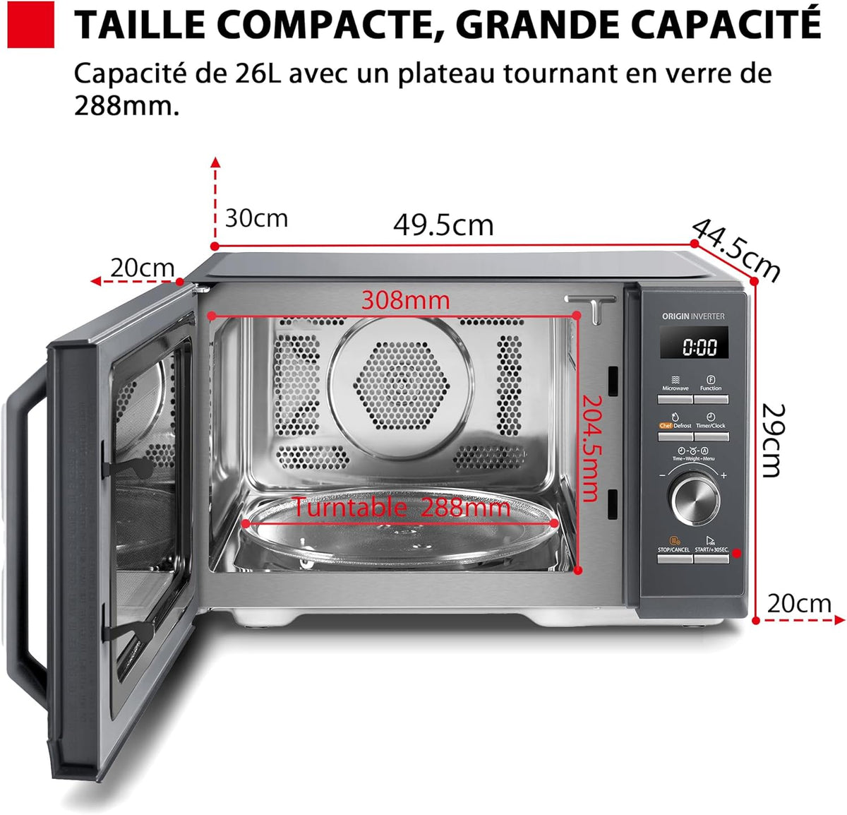 Toshiba MW3-AC26PFI(MG) Four à Micro-ondes 26L Air chaud combiné, 6-en-1 900W avec Cuiseur Vapeur en Gris Morandi, 6 Programmes 10 Niveaux de Puissance, 10 Menus Automatiques