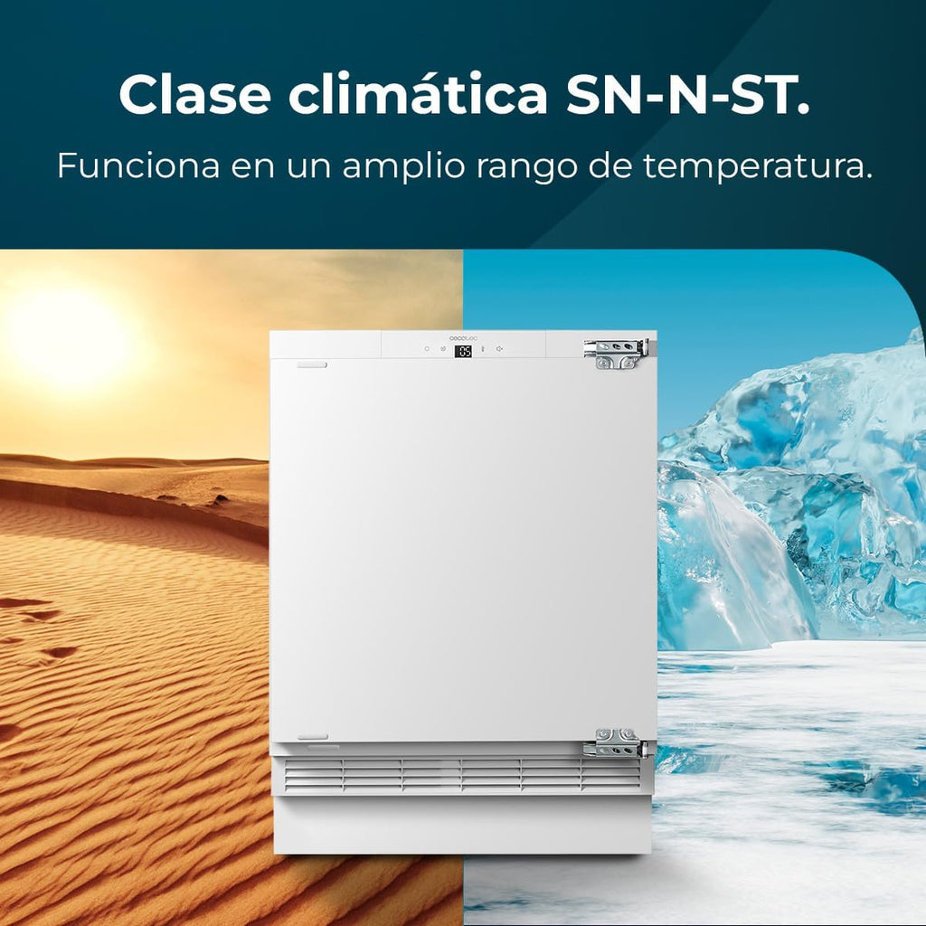 Cecotec Mini Congélateur Intégrable de 101 L Bolero Coolmarket TF BI 101 White E. Écran Tactile, Fast Freezing, Porte Réversible, Température Réglable -14 °C à -24 °C, LED Intérieur, Alarme