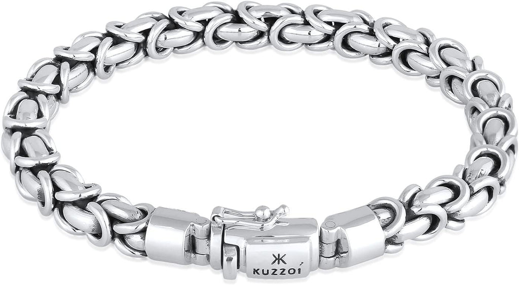 kuzzoi Bracelet Argent 925, Bracelet massif, 7 mm, longueur 19 cm/21 cm/23 cm, dans boîte à bijoux, 335113