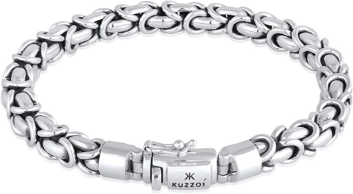 kuzzoi Bracelet Argent 925, Bracelet massif, 7 mm, longueur 19 cm/21 cm/23 cm, dans boîte à bijoux, 335113