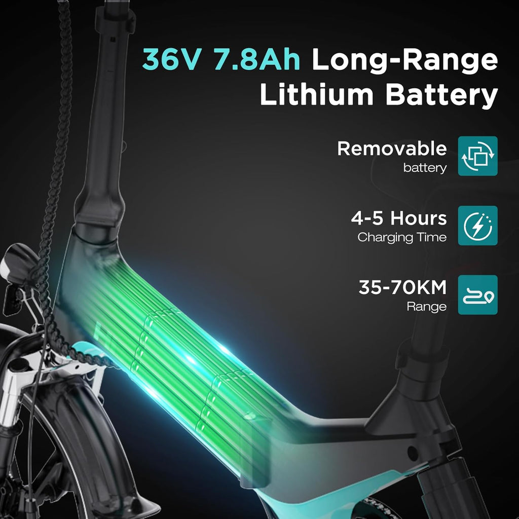 HITWAY Vélo Électrique E Bike, 16 Pouces Vélo Pliable avec Batterie 36V/7,8Ah, Moteur 250W, Maximale 25km/h, Autonomie 35-70km, Vélo Électrique Pliable Urbain pour Adultes