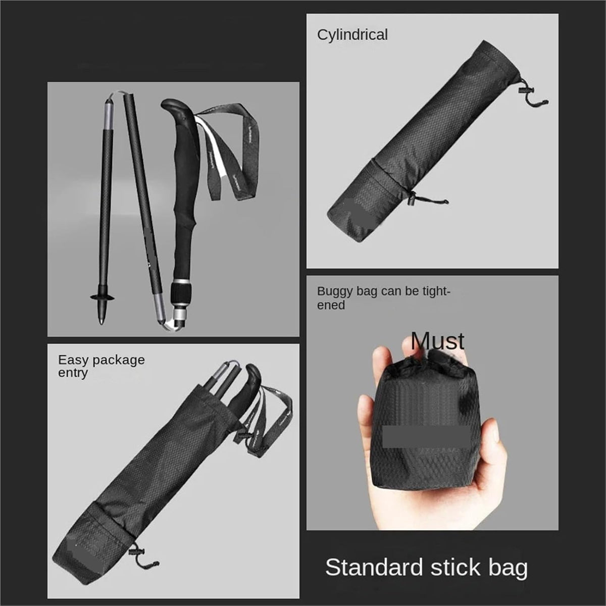 Bâton de randonnée Pliable et Portable, bâton de Marche télescopique réglable pour la randonnée