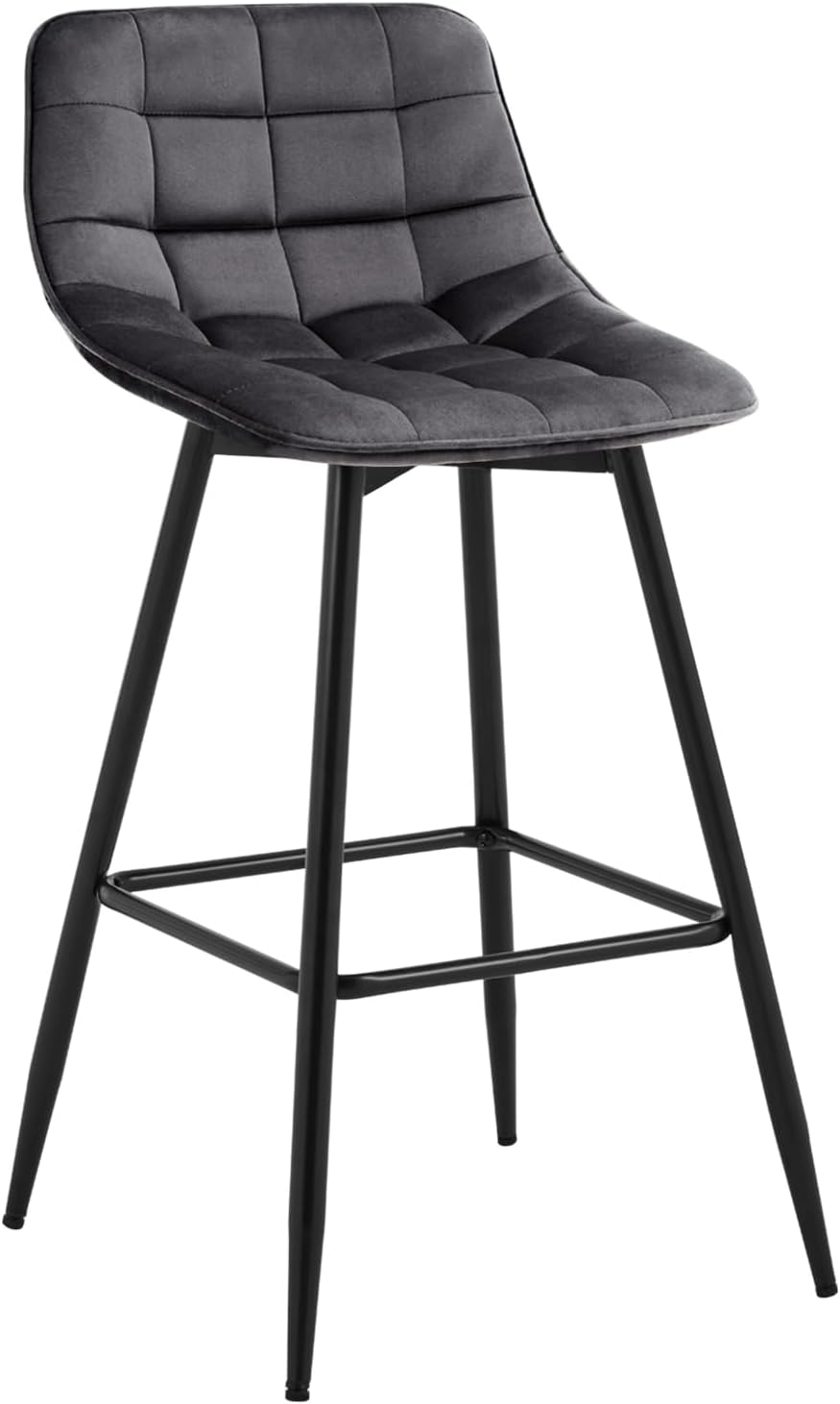 WOLTU 4 X Tabouret de Bar Bistro Chaise de Bar Assise rembourrée en Velours avec Pieds et Repose-Pieds en métal,Gris Foncé BH143dgr-4