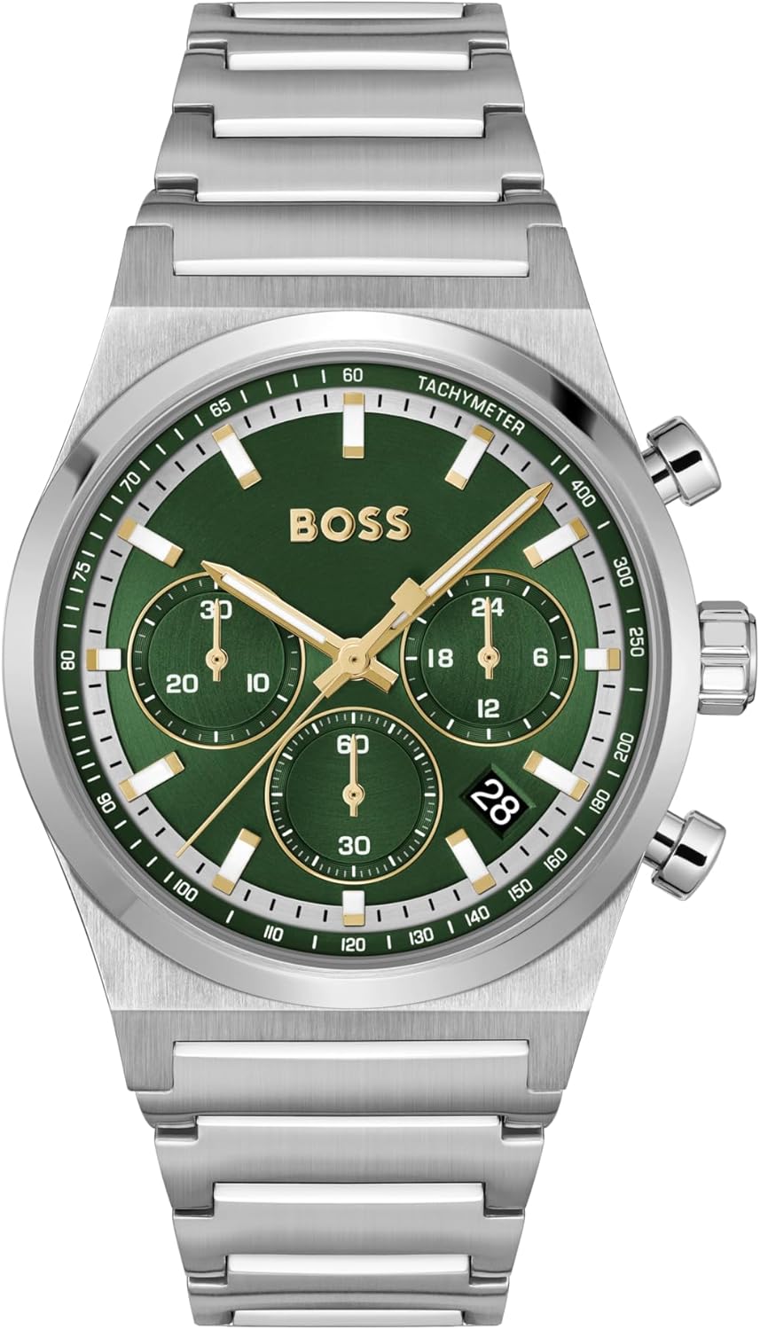 BOSS Montre Chronographe à Quartz pour Homme Collection Candor Chrono - Disponible avec Bracelet en Acier Inoxydable, en Cuir, ou en Silicone