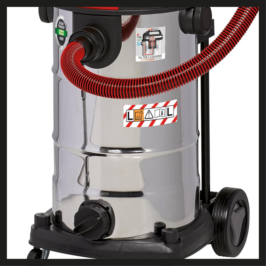Einhell Aspirateur eaux et poussières Te-VC 2340 SACL (1 500 W, 225 mbar, Rayon d’Action 9 m, Filtre à Plis HEPA + système de Nettoyage du Filtre, cuve 40 l, Classe L, Prise asservie 1 900 W)