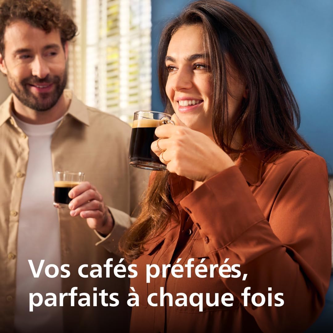 Philips Expresso broyeur Série 2200-2 Cafés, Écran tactile, Mousseur à lait classique, Broyeur céramique, Machine à café à grain Noir mat (EP2220/10)