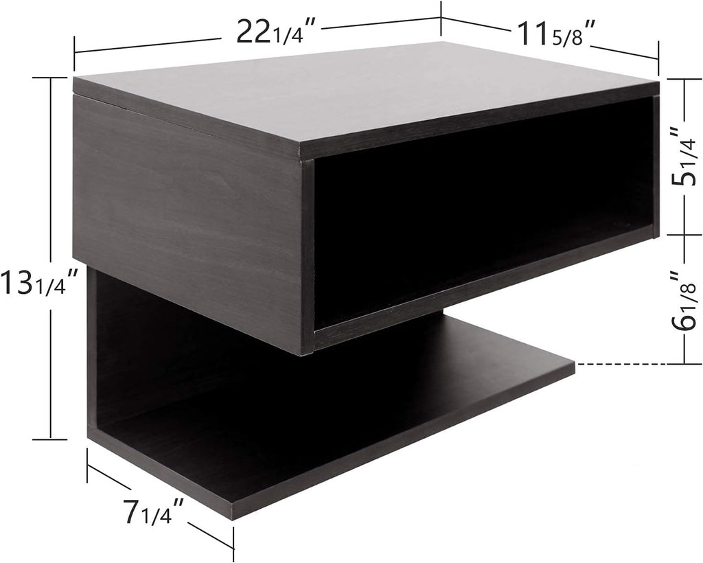 WELLAND Table de nuit flottante murale 61 cm avec tiroir, Tables de chevet pour adulte, pour salon, chambre à coucher